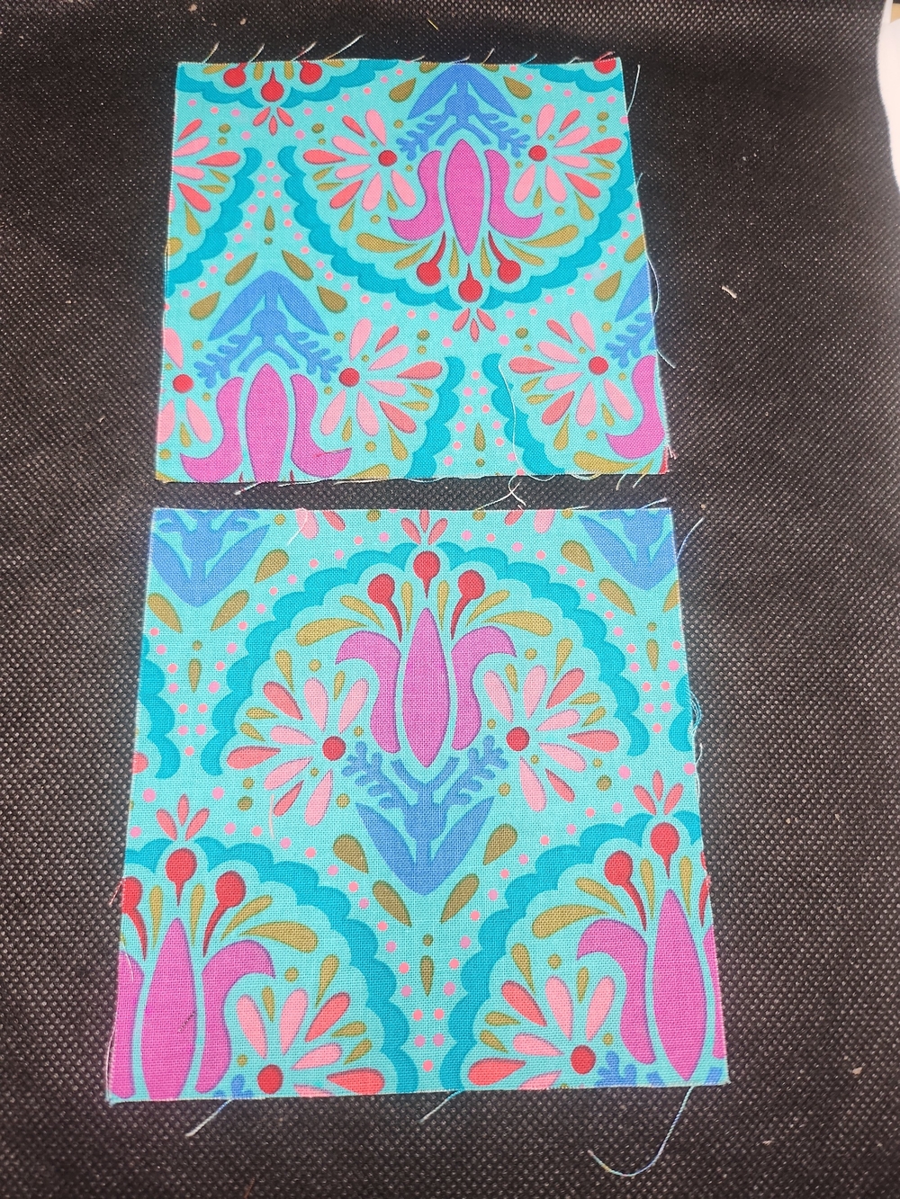 Turquoise Floral Cotton Fabric Swatch - Bright Turquoise & Pink Pattern